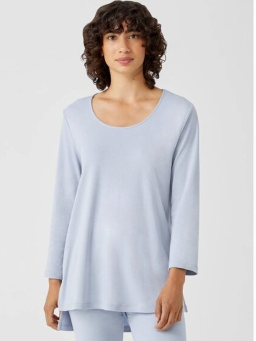 Eileen Fisher Cozy Organic Cotton Interlock U-Neck Top - M